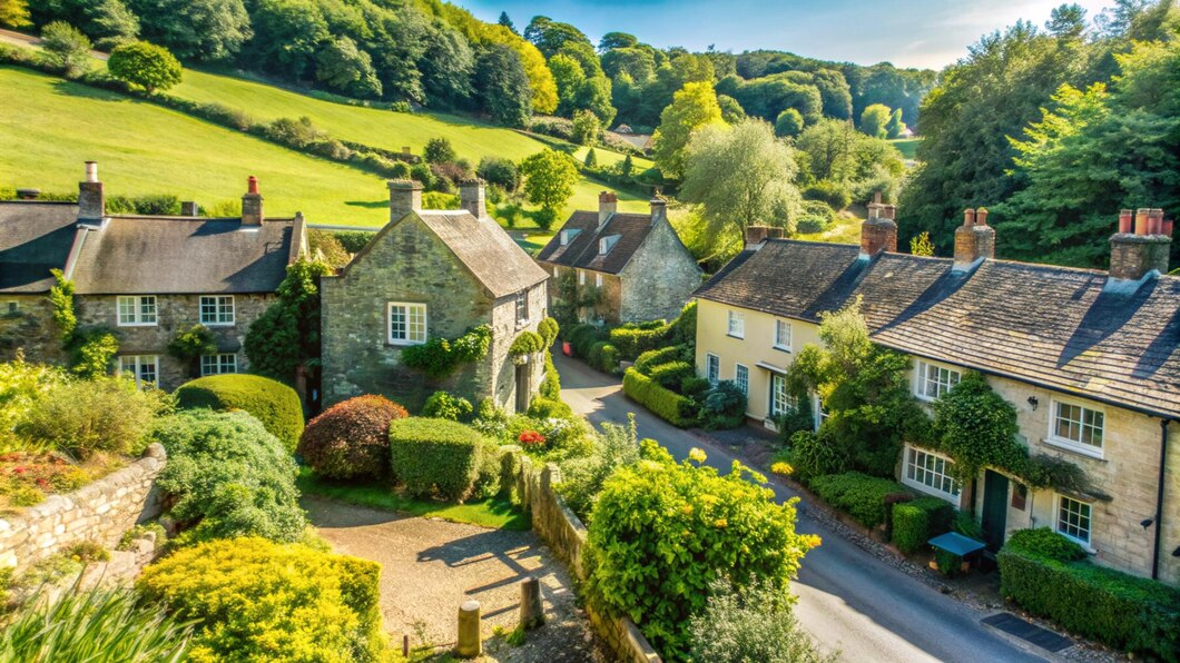 A large detached house with a garden in the UK